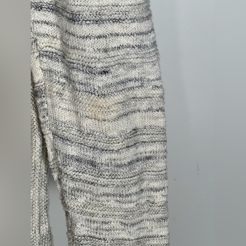 J.Jill Cream Cotton Grey Button Back Sweater With Fringe Tunic Size Medium - Picture 4 of 12